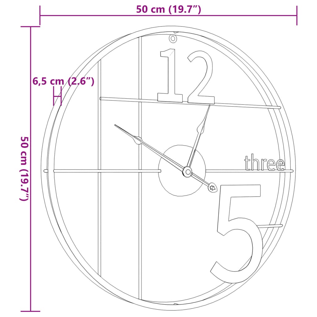 Wandklok Ø50 Cm Ijzer