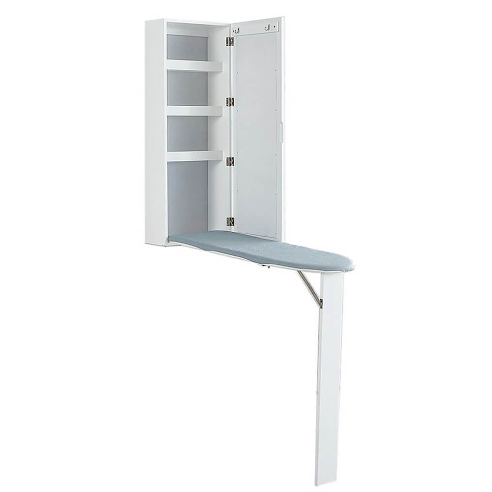 Wall-Mounted Mirror Cabinet with Folding Ironing Board