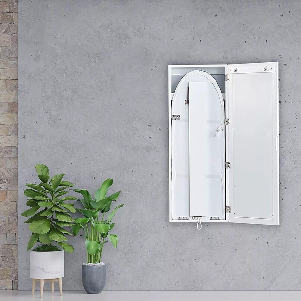 Wall-Mounted Mirror Cabinet with Folding Ironing Board